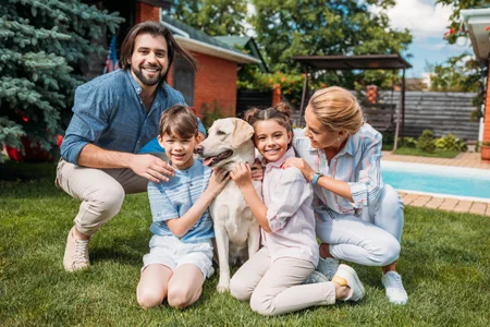 family playing outside