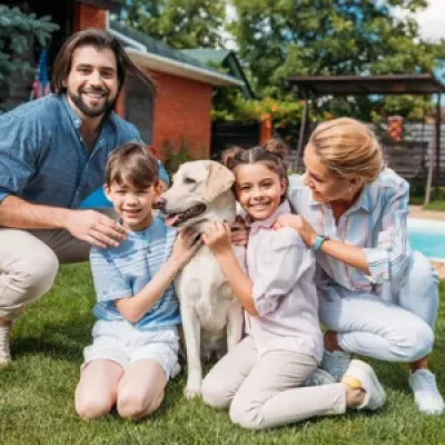 family playing outside